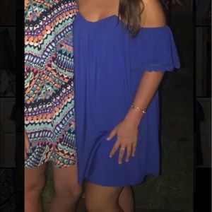 Off-the-shoulder Royal Blue dress